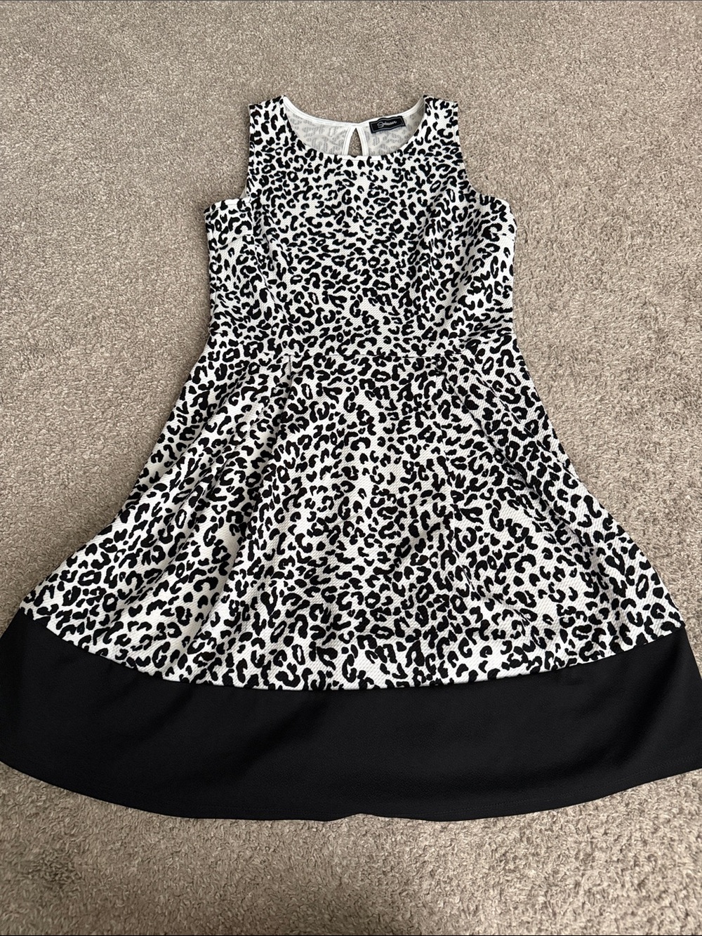 Black and White Leopard Print Fit & Flare Dress